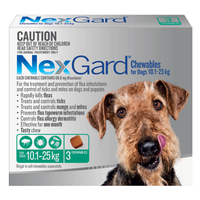 NexGard Chewables for dogs 10.1 - 25Kg 3 PACK